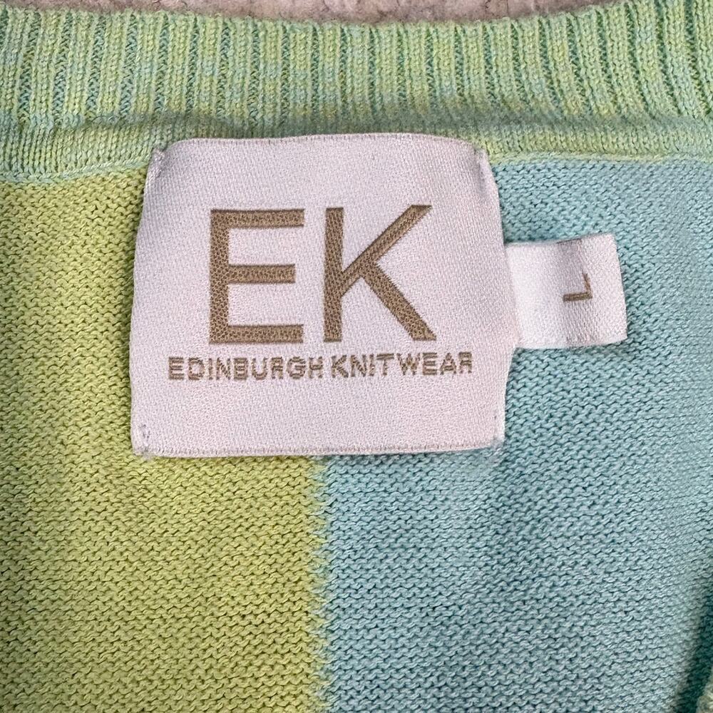 Edinburgh Knitwear Ek Colorblock Pima Cotton V-Neck Sweater Size L View 4